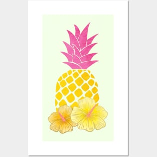 Pineapple and Hibiscus Vibes Posters and Art